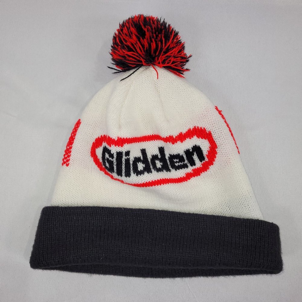 Glidden Paint Vintage Toque Knit Winter Hat PomPom